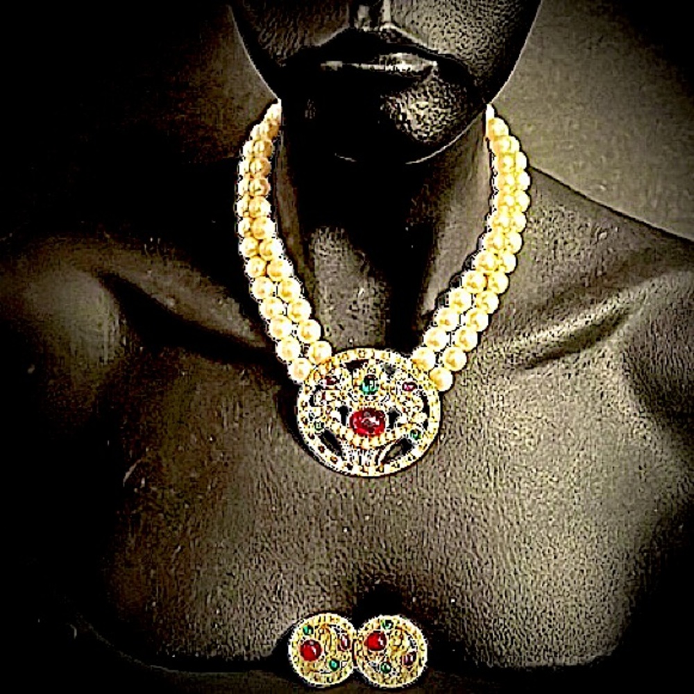 Vintage Richelieu Art Deco Revival Necklace & Ear… - image 1